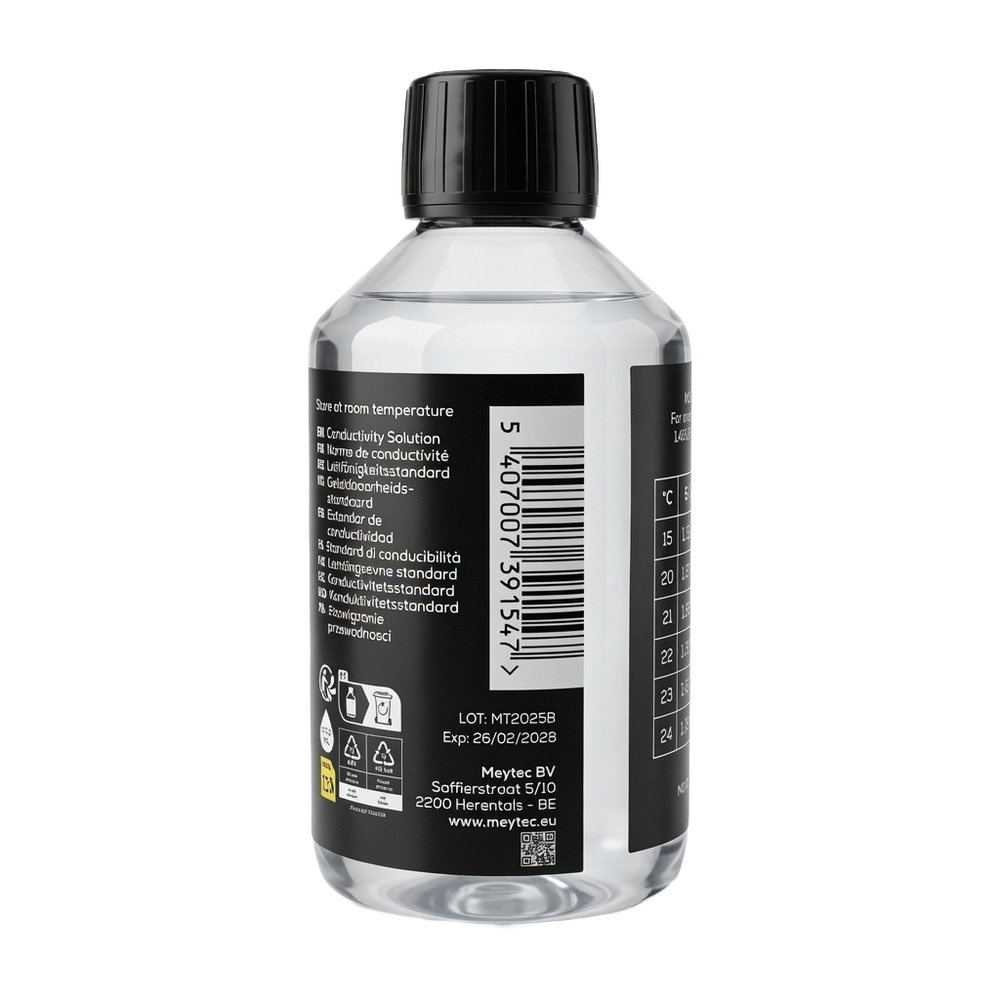 Geleidbaarheidsstandaard EC 1413 µS cm 250 ml etiket met barcode